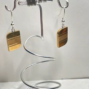 Elegant Gold Cuff Link Dangle Earrings